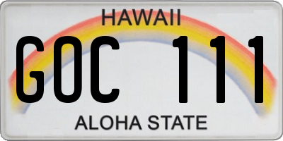 HI license plate GOC111