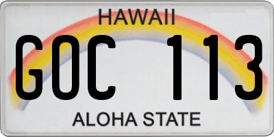 HI license plate GOC113