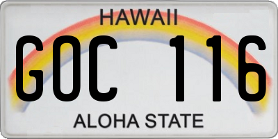 HI license plate GOC116