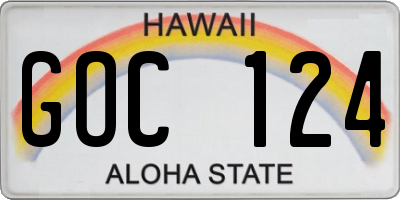 HI license plate GOC124