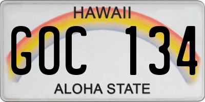 HI license plate GOC134
