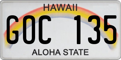 HI license plate GOC135