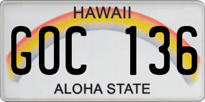 HI license plate GOC136