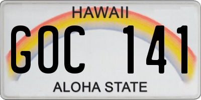HI license plate GOC141