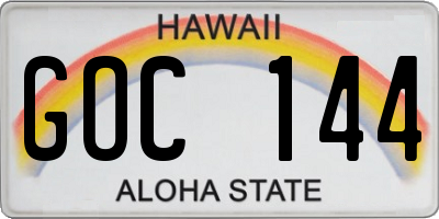 HI license plate GOC144