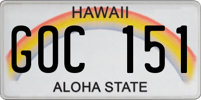 HI license plate GOC151