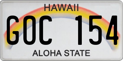 HI license plate GOC154