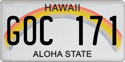 HI license plate GOC171