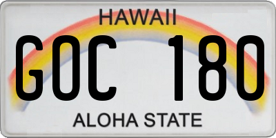 HI license plate GOC180