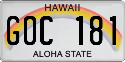 HI license plate GOC181