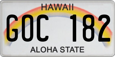 HI license plate GOC182
