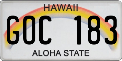 HI license plate GOC183