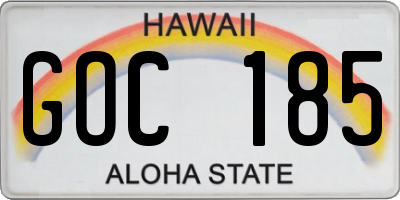 HI license plate GOC185