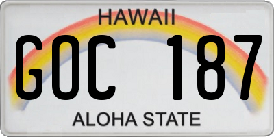 HI license plate GOC187