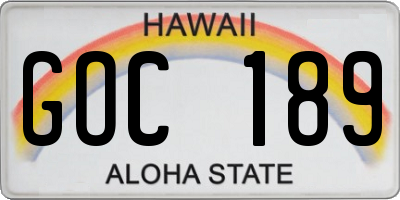 HI license plate GOC189