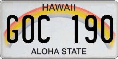 HI license plate GOC190
