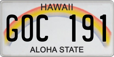 HI license plate GOC191