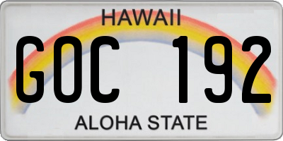 HI license plate GOC192