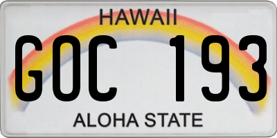 HI license plate GOC193