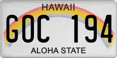 HI license plate GOC194