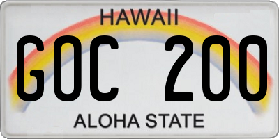 HI license plate GOC200
