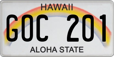 HI license plate GOC201