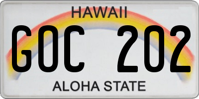 HI license plate GOC202