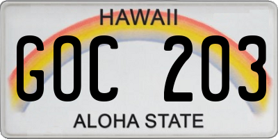 HI license plate GOC203