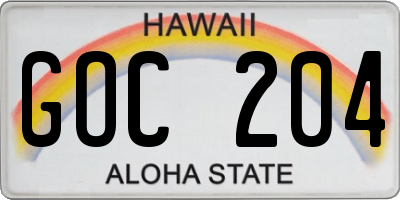 HI license plate GOC204