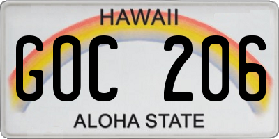 HI license plate GOC206