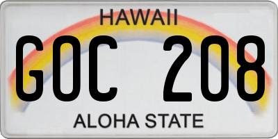 HI license plate GOC208