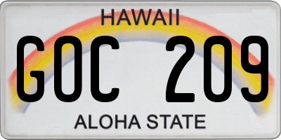 HI license plate GOC209