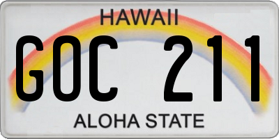 HI license plate GOC211