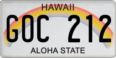 HI license plate GOC212