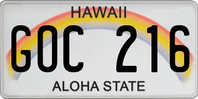 HI license plate GOC216