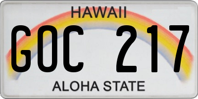 HI license plate GOC217