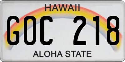 HI license plate GOC218