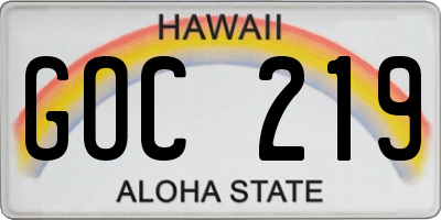 HI license plate GOC219
