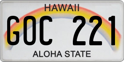 HI license plate GOC221