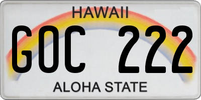 HI license plate GOC222
