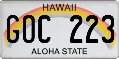 HI license plate GOC223