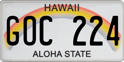 HI license plate GOC224