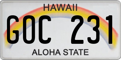 HI license plate GOC231