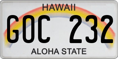HI license plate GOC232