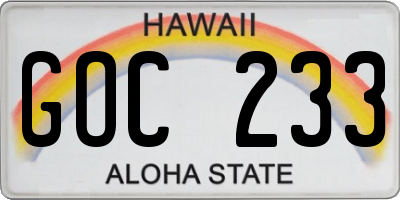 HI license plate GOC233