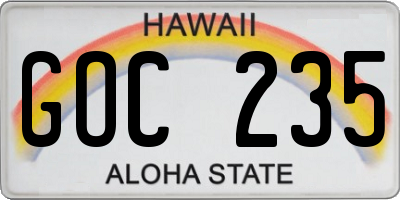 HI license plate GOC235
