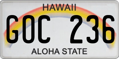 HI license plate GOC236