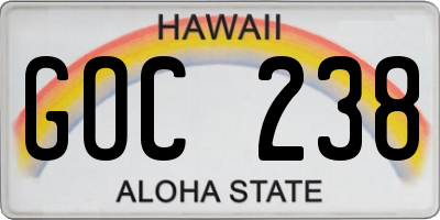 HI license plate GOC238
