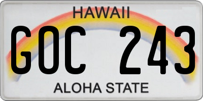 HI license plate GOC243