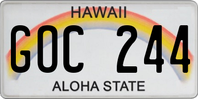 HI license plate GOC244